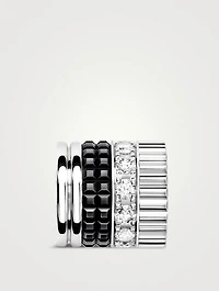 Mini Quatre Black Edition 18K White Gold Tie Necklace With Black PVD And Diamonds
