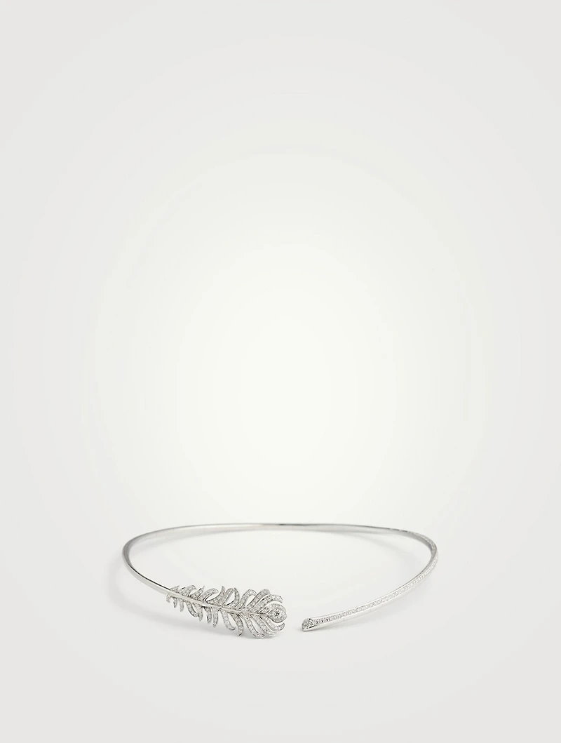 Plume De Paon 18K White Gold Necklace With Diamonds