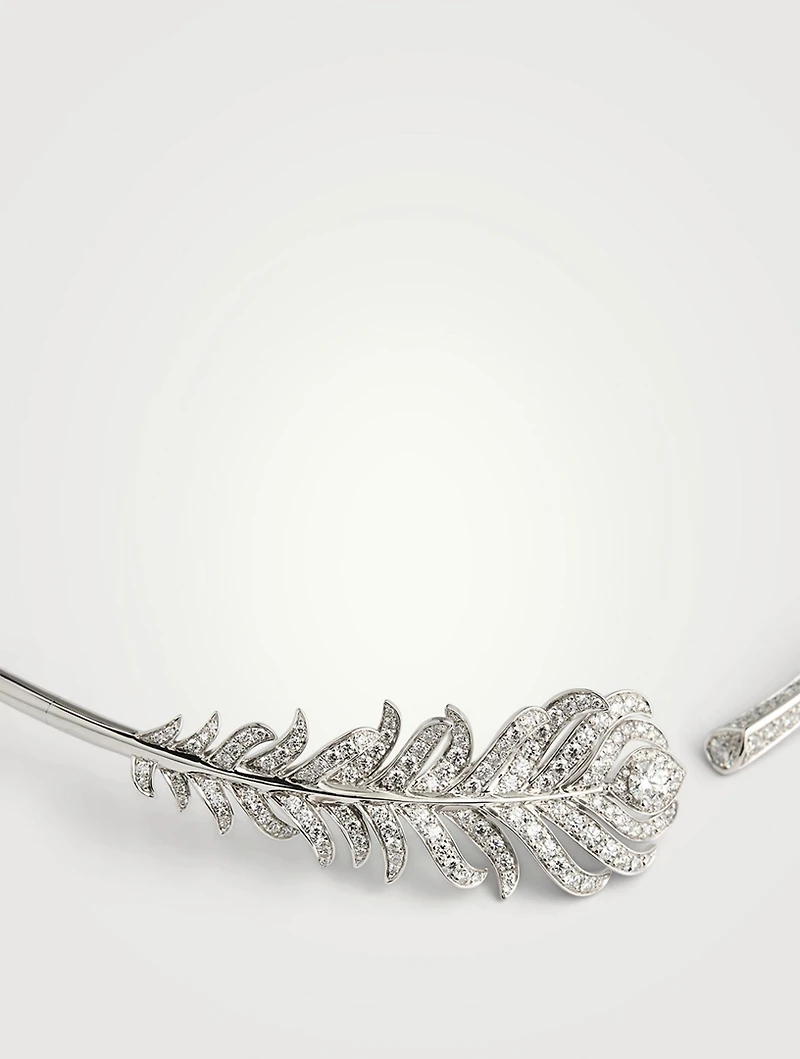 Plume De Paon 18K White Gold Necklace With Diamonds