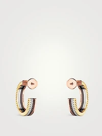 XS Motif Quatre Classique 18K Gold Hoop Earrings With Brown PVD And Diamonds
