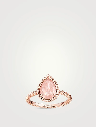 S Motif Serpent Bohème 18K Rose Gold Ring With Pink Quartz