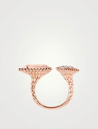 M S XS Motifs Serpent Bohème 18K Rose Gold Ring With Pink Quartz And Diamonds