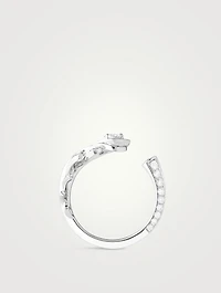 XS Plume De Paon 18K White Gold Ring With Diamonds