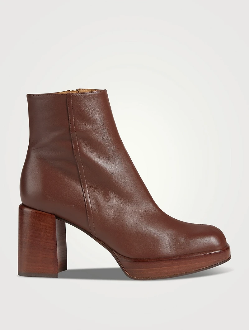 Leather Platform Ankle Boots