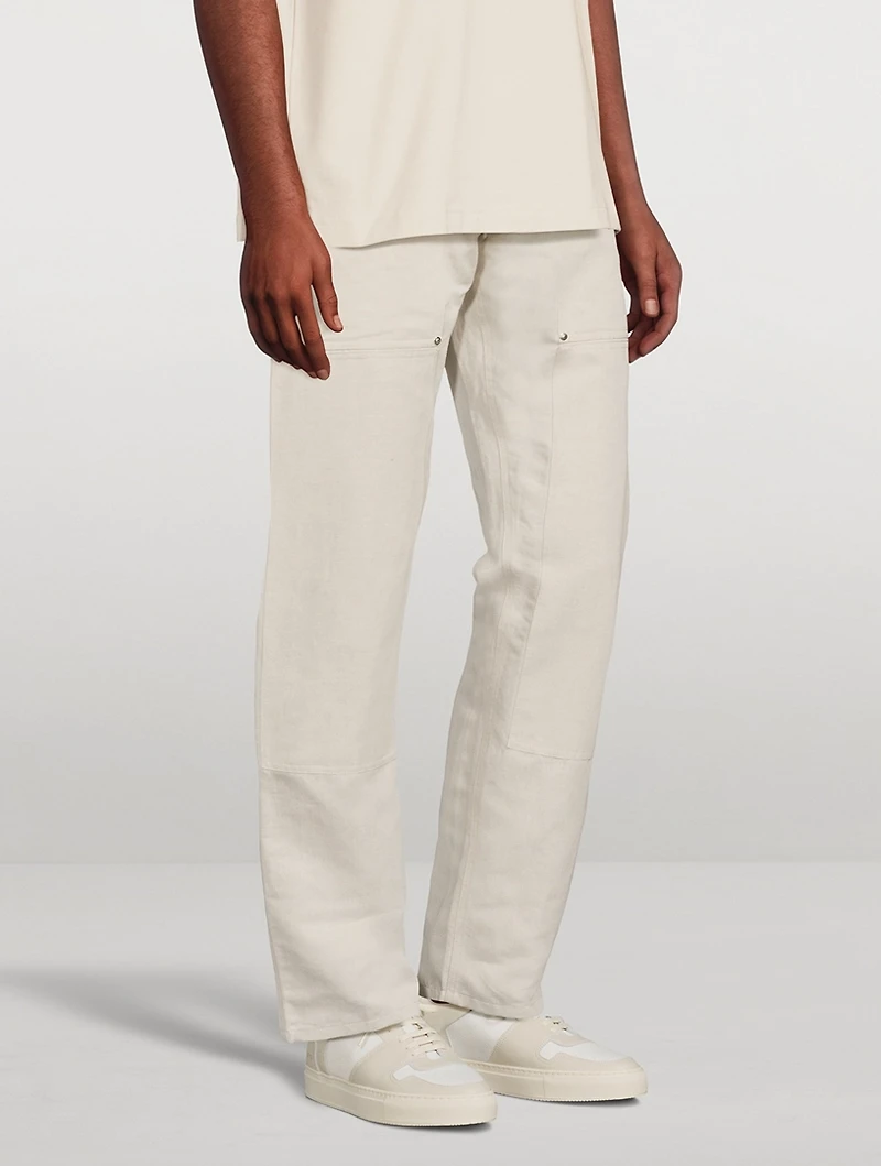 Linen Straight-Leg Carpenter Pants