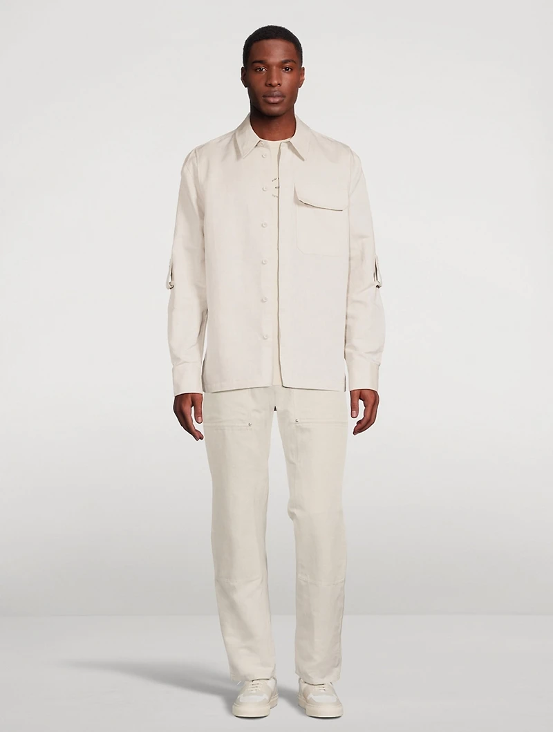Linen Straight-Leg Carpenter Pants