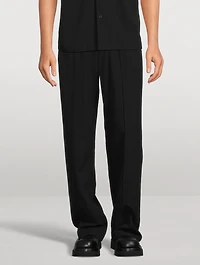 Cotton And Linen Straight-Leg Pants