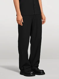 Cotton And Linen Straight-Leg Pants