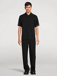 Cotton And Linen Straight-Leg Pants