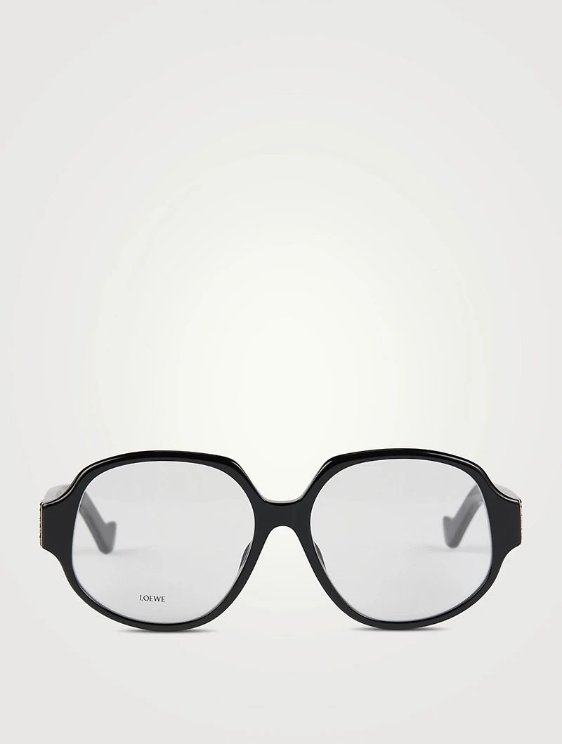 Chunky Anagram Black Geometric Eyeglasses