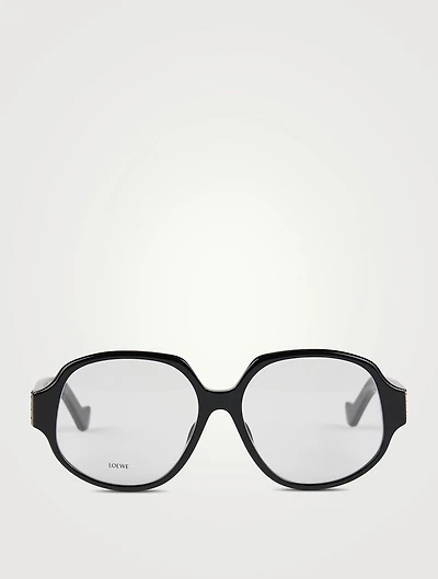 Chunky Anagram Black Geometric Eyeglasses