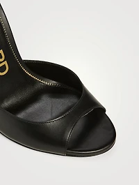 Leather Wedge Sandals With Ankle Chain