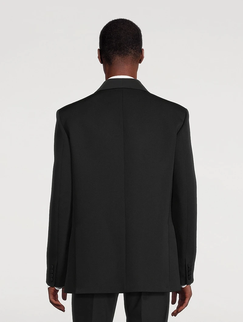 Wool Double-Breasted Jacket With Silk Scarf
