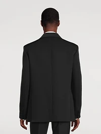 Wool Double-Breasted Jacket With Silk Scarf