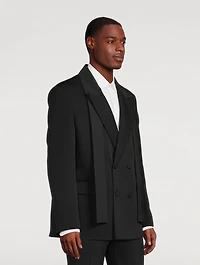 Wool Double-Breasted Jacket With Silk Scarf