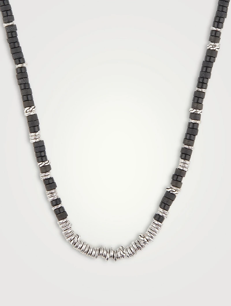 Heishi Beaded Necklace With Black Onyx