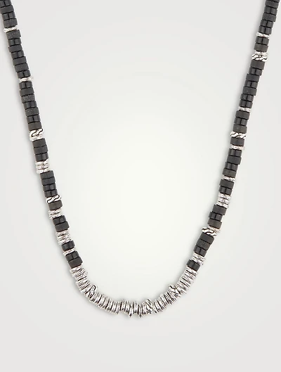 Heishi Beaded Necklace With Black Onyx