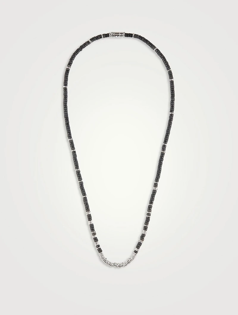 Heishi Beaded Necklace With Black Onyx