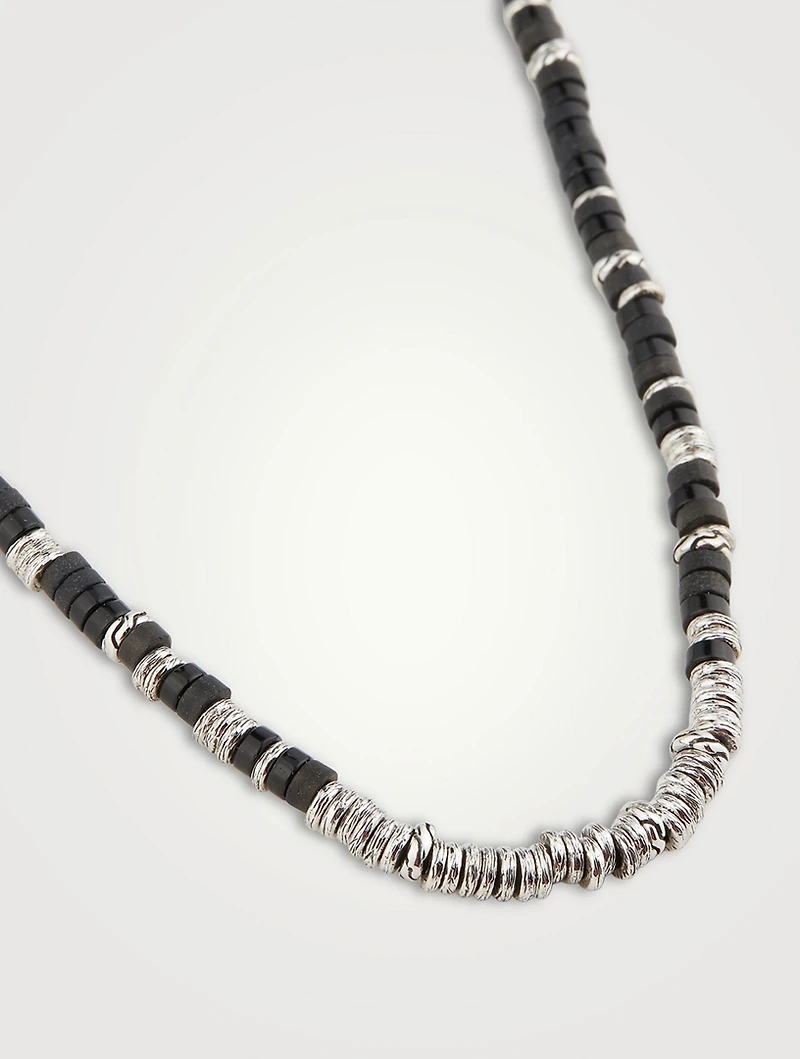 Heishi Beaded Necklace With Black Onyx