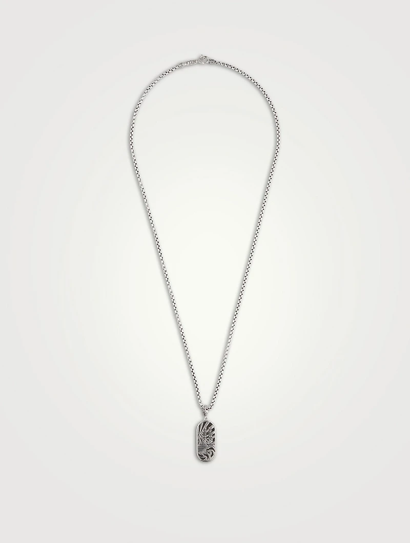 Carved Chain Inlay Pendant Necklace With Mother-Of-Pearl, Lapis And Turquoise