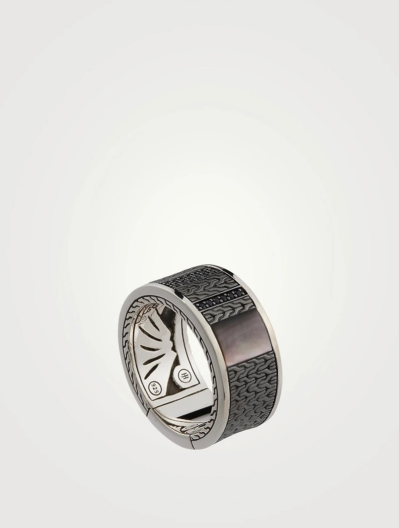 Carved Chain Inlay Band Ring