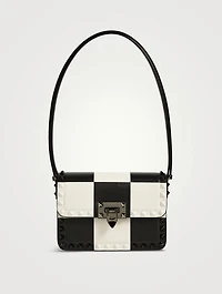 Small Rockstud Leather Shoulder Bag In Chess Print