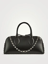 Rockstud Leather Top Handle Bag