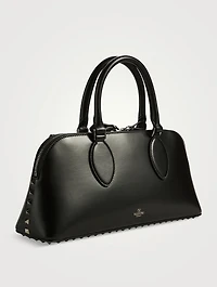 Rockstud Leather Top Handle Bag