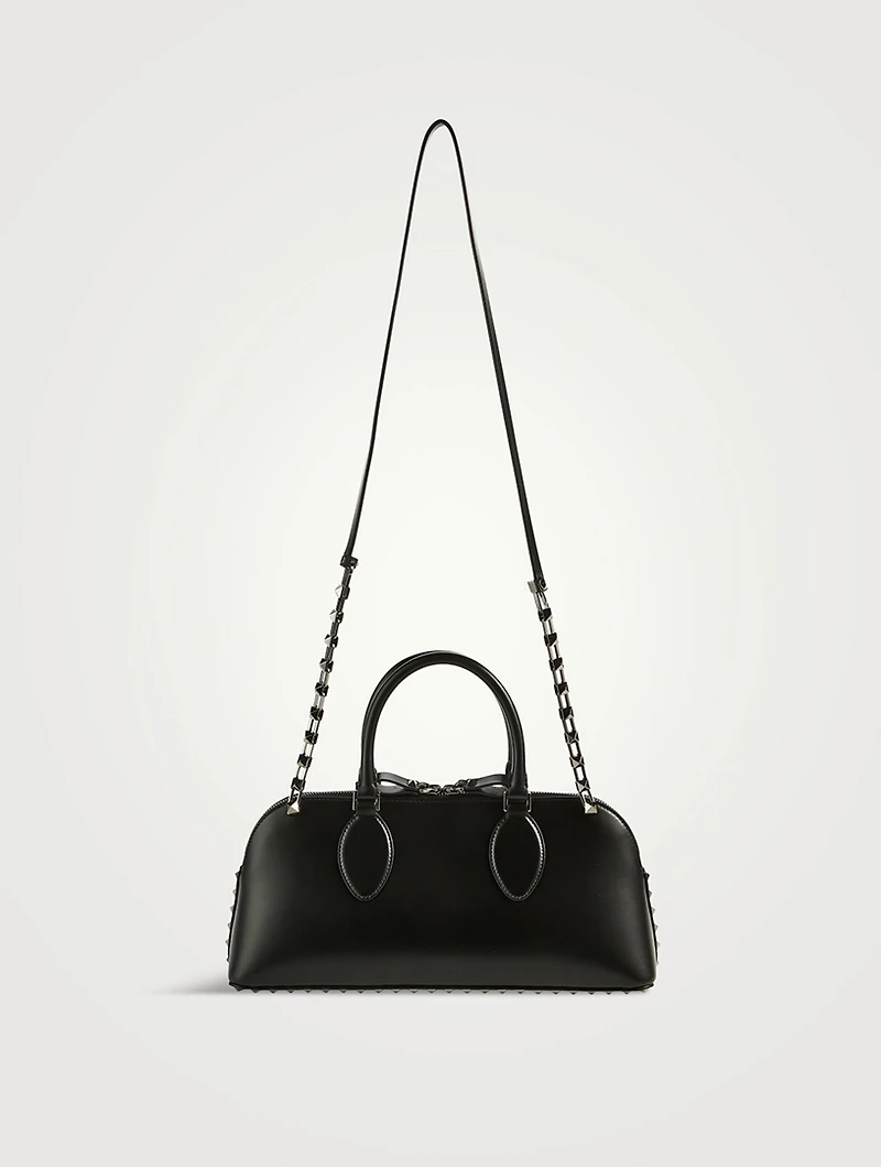 Rockstud Leather Top Handle Bag