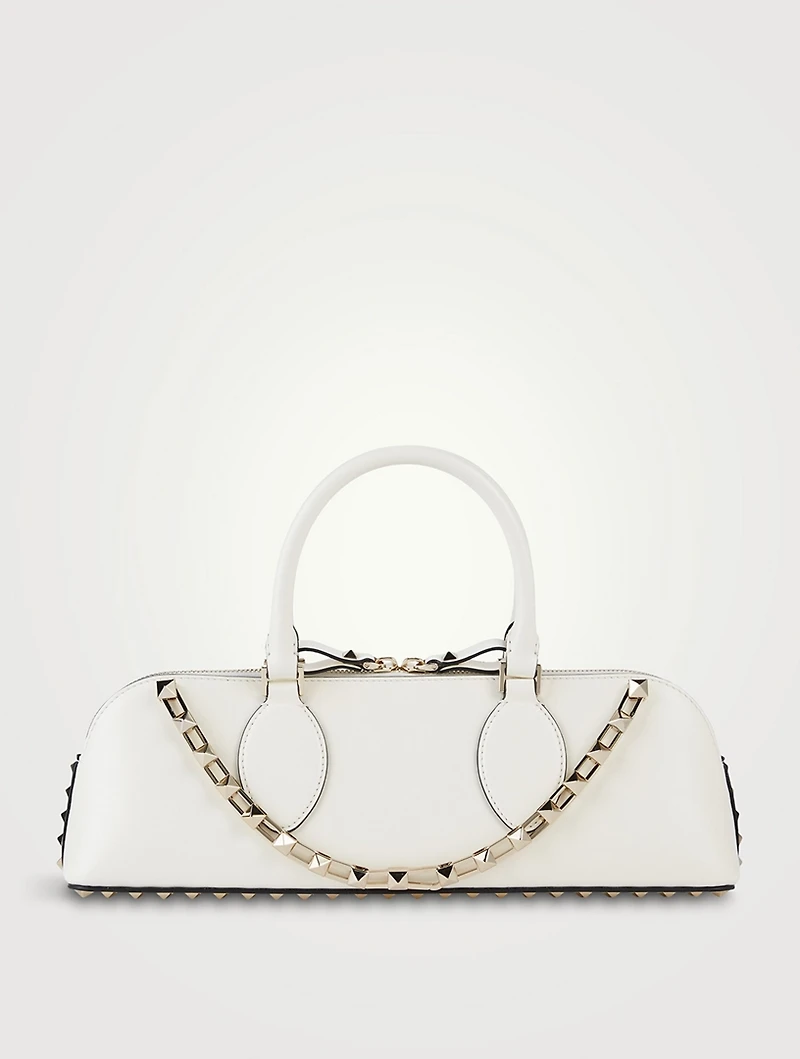 Rockstud Leather Top Handle Bag