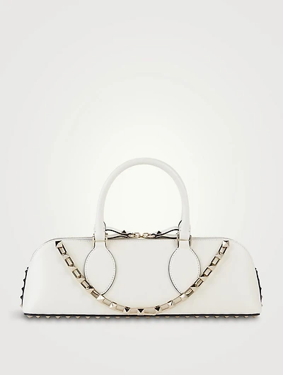 Rockstud Leather Top Handle Bag