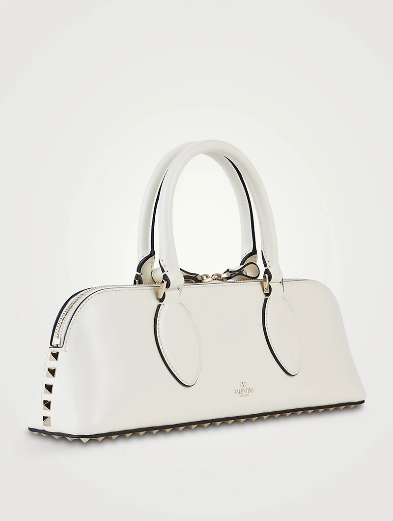 Rockstud Leather Top Handle Bag