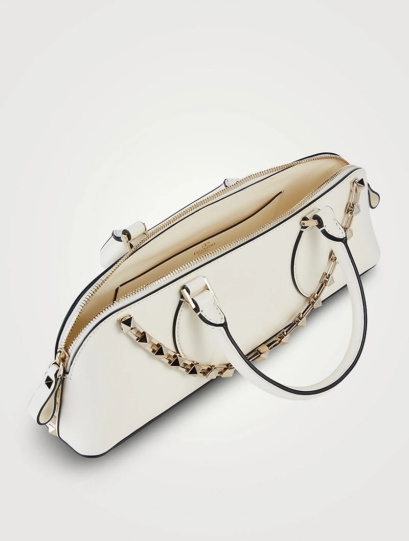 Rockstud Leather Top Handle Bag