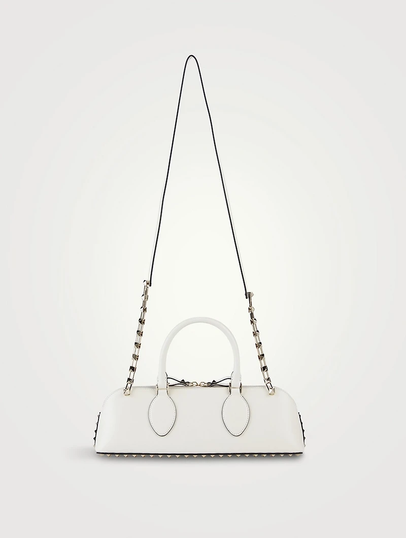 Rockstud Leather Top Handle Bag