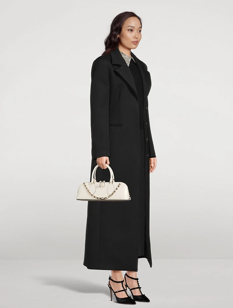 Rockstud Leather Top Handle Bag
