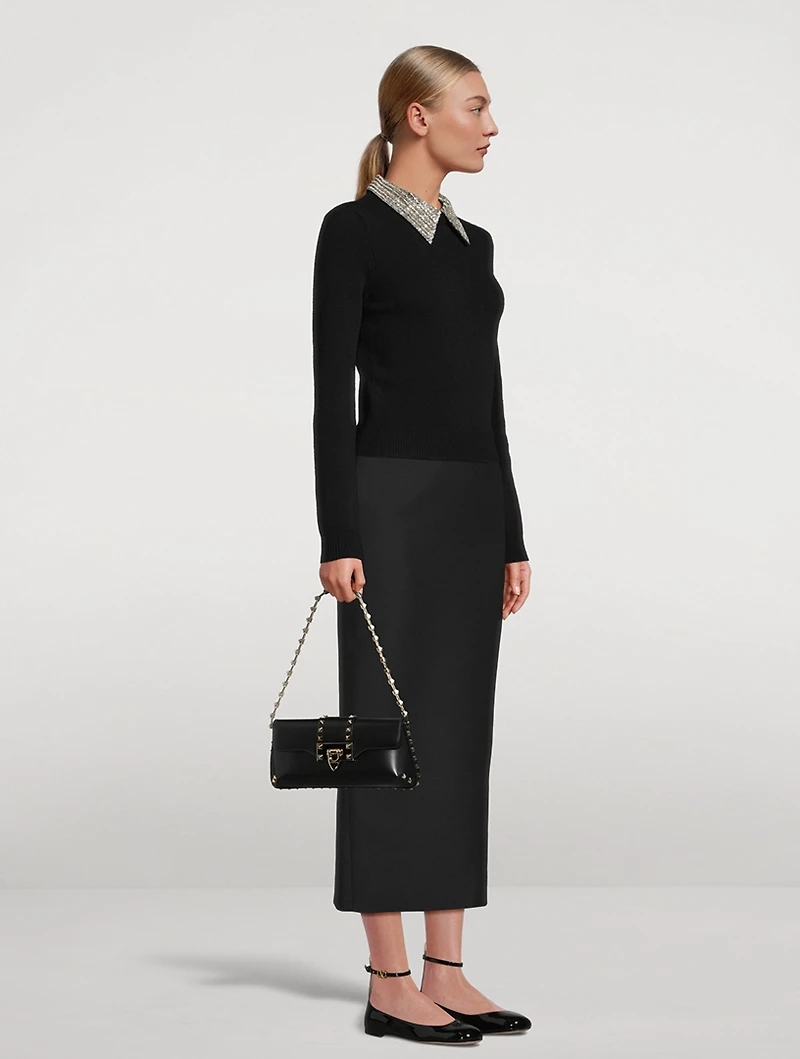 Small Rockstud Leather Clutch
