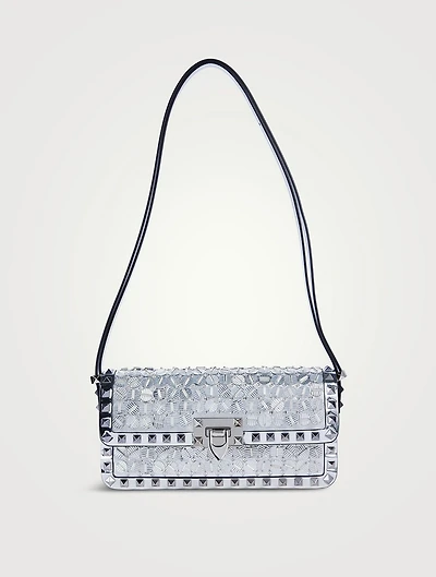 Rockstud Embroidered Leather Shoulder Bag
