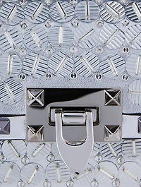 Rockstud Embroidered Leather Shoulder Bag