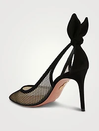 Bow Tie Mesh Suede Pumps