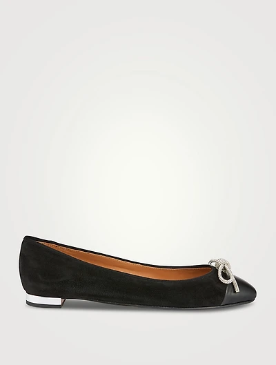 Parisina Crystal-Embellished Suede Ballet Flats