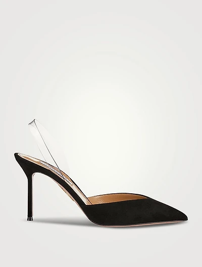 V Plexi Suede Slingback Pumps