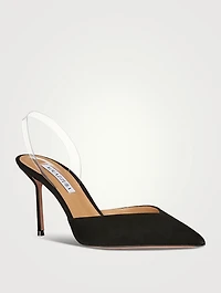 V Plexi Suede Slingback Pumps