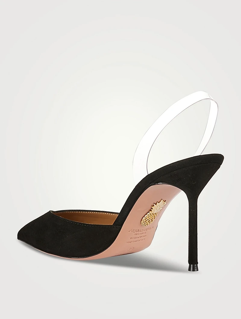 V Plexi Suede Slingback Pumps