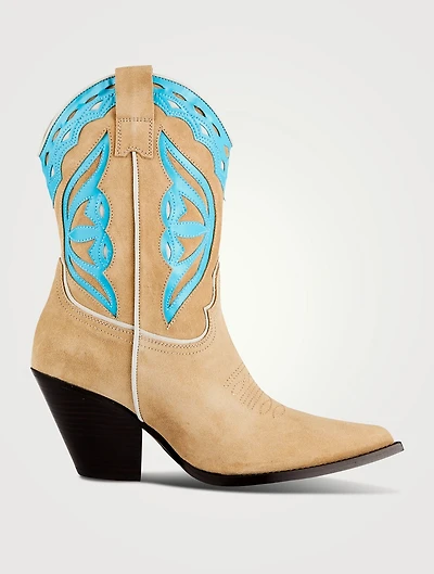 Suede And Leather Western Boots
