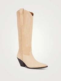 Suede Knee-High Western Boots