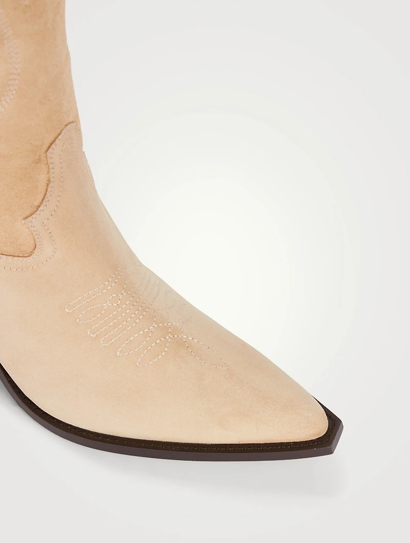 Suede Knee-High Western Boots