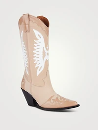 Suede And Leather Knee-High Western Boots