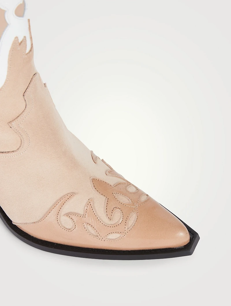 Suede And Leather Knee-High Western Boots