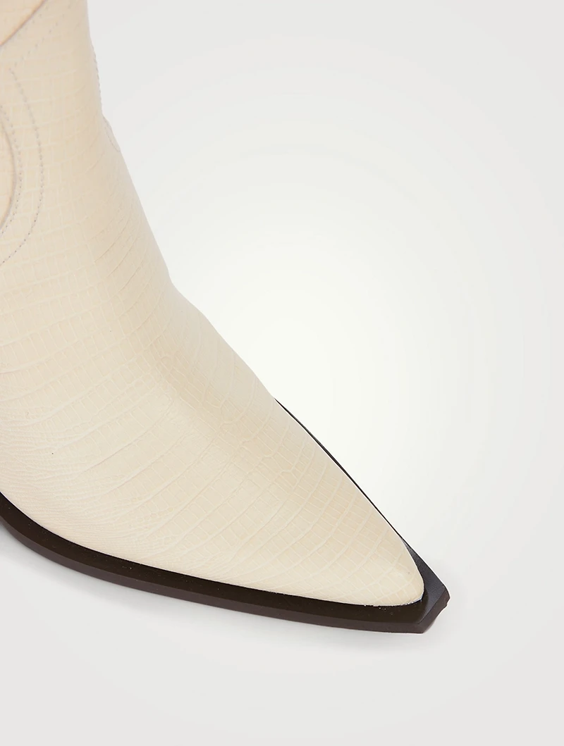 Croc-Embossed Leather Western Boots