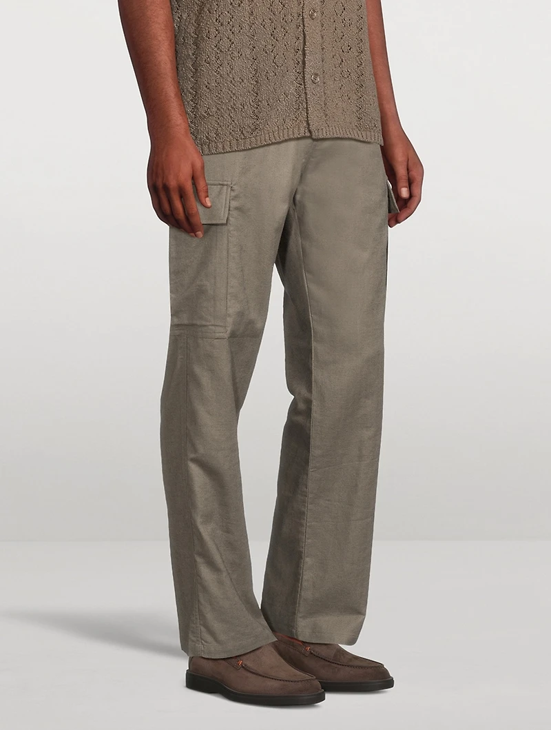 Jabari Cotton And Linen Cargo Pants